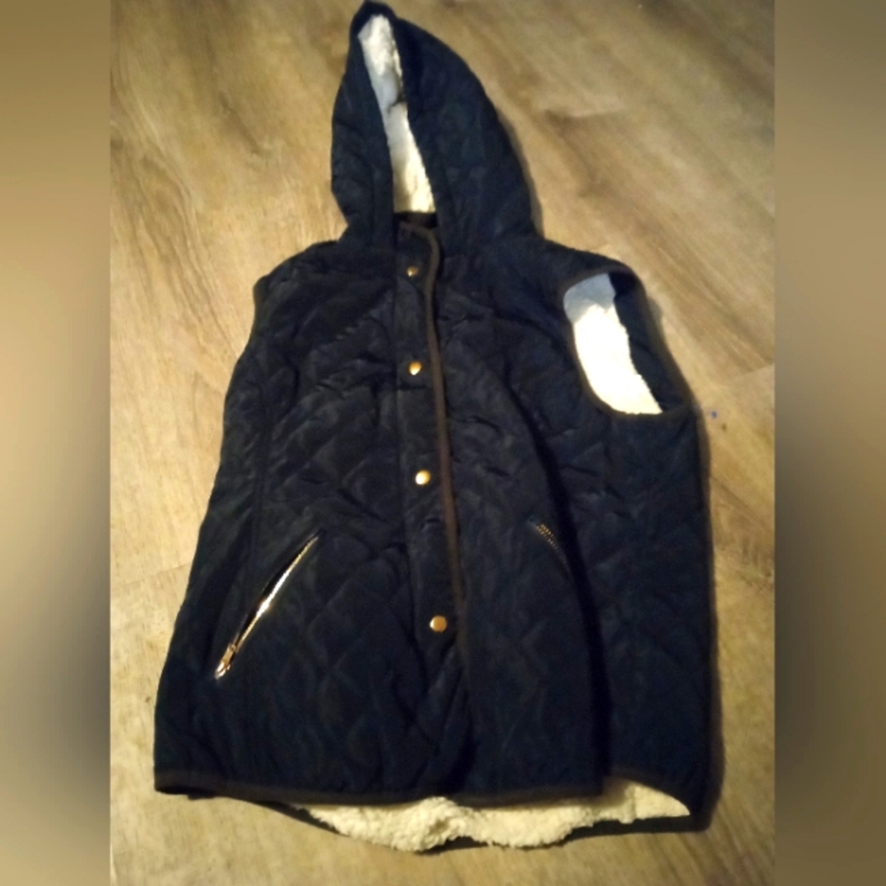 Ci Sono Blue Quilted Hooded Vest